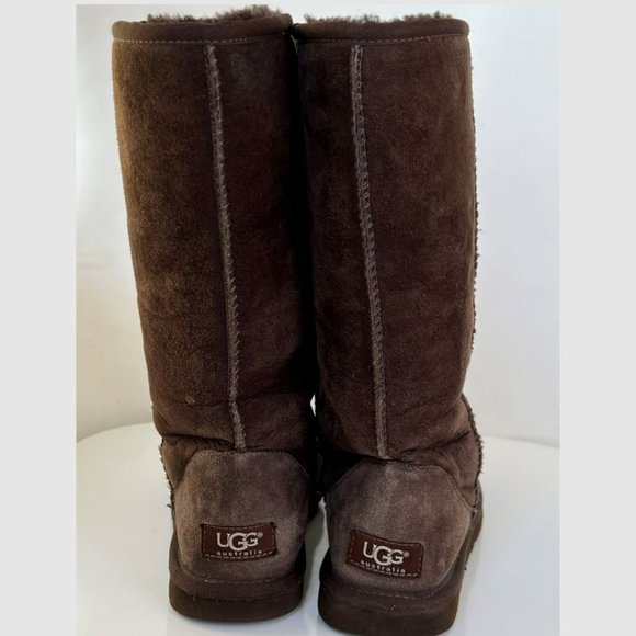 UGG® Australia Women's Classic Tall Sheepskin Boots Dark Chocolate Brown Size 6 - Picture 7 of 13